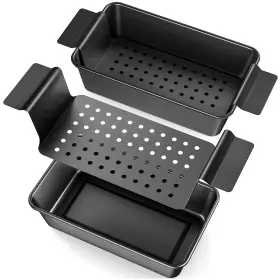 Tlazz 782765396863 2 Pack Meatloaf Pan With Drain Tray Non Stick 9.8 X 5.7 Inch Black