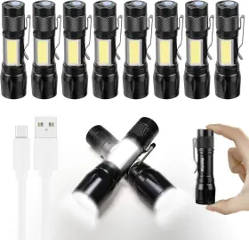 Trade Co.ltd. 313108097002 10 Pack Usb Rechargeable Mini Small Led Flashlights Bulk Camping Lantern Flashli