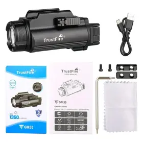 Gm35 Trustfire Compact Led Flashlight Rechargeable Handgun Tactical Pistol Light
