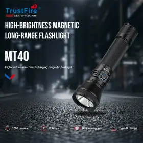 Trustfire Mt40 Led Flashlight 2000lm Rechargeable Waterproof 580m Tactical Torch
