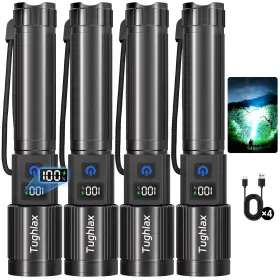 Tughlax Tl002 4pack Rechargeable Flashlights High Lumens 9900lx Led Flashlight Rechargeabl