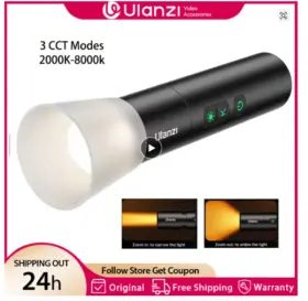 Ulanzi Lm07 Zoomable Flashlight Bi-color 2000-8000k Videography Light
