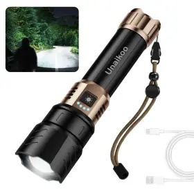 Unaikoo Ui-us-d-2403-flashlight-bk Gd 10000lm Rechargeable Tactical Flashlight Waterproof Led 4 Modes For Camping