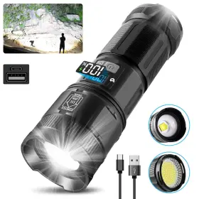 Unicumoo 706952547531 Rechargeable High Lumens Super Bright Flashlights With Cob Work Light
