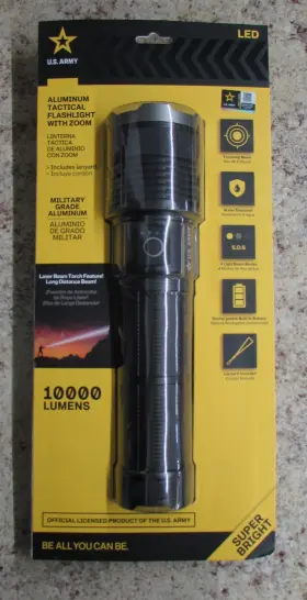 Us Army 810164714541 New 10000 Lumens Led Aluminum Tactical Rechargeable Flashlight With Zoom B1