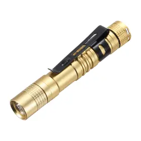 Uxcell 655692049440 Mini Flashlight With Clip Small Led Pen Flashlights Golden