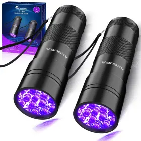 Vansky D09uv-2 Black Light Uv Flashlight 395nm 12 Led Mini 2 Pack Pet Urine Detector