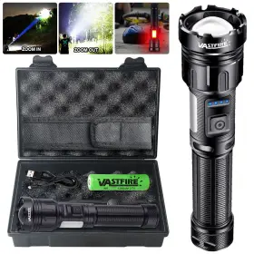 Vastfire Spcat0811 Super Bright Led Flashlight Zoomable Torch Usb Rechargeable Cob Side Soft Light