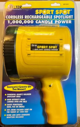 Vector Vec124y Spotlight Sport Spot Cordless Rechargeable 1 000 Candle Power New