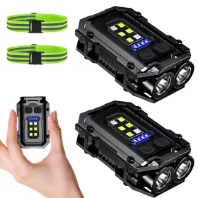 Vefhby Ypd01 500lm Clip On Flashlight 2 Pcs Running Light For Runners Rechargeable
