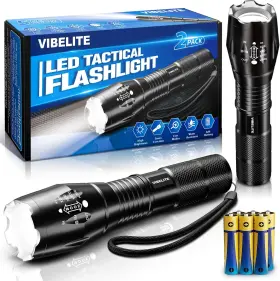 Vibelite Vb-tf2000 Led Flashlight High Lumens 5 Modes Zoomable Waterproof Tactical Flashl