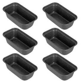 Walooza 721545351180 Mini Loaf Pan 6x3 Inch Nonstick Bread 6-pack Black