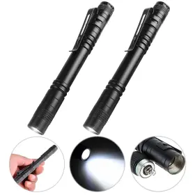 Ab-a11 Waoniq Flashlight 2 Pcs Mini Pen Led Lights High Lumens Pocket Size Removable Clip Wide