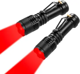 Wayllshine Sk78-redlight-1mode-black-2pc 2 Pack Red Light Flashlight Single Mode Led One Zoomable Nig