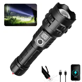 Wboxlizy Dglc-ym-p5052 Rechargeable Tactical Flashlight Waterproof Super Bright Black