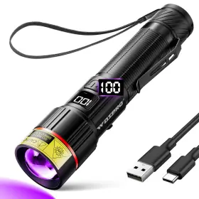 Wdtpro Sfl060 Uv Flashlight 395nm Super Bright Rechargeable Black Light With Lcd Display