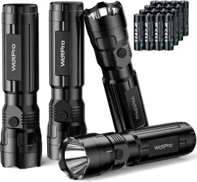 Wdtpro Ty602 4 Pack Led Flashlights Bright Flashlight With 16 Aaa Batteries Super Lo