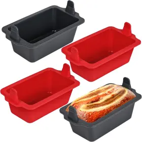 Webake Loaf25059 4 Packs Silicone Air Fryer Bread Loaf Pan For 6x3 Inch Gray Red