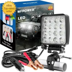 Wfpower Kf-1004490 48w Led Boat Spotlight With Clip 12v Marine Spreader Deck Dock Fishing