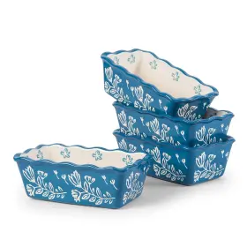 Wisenvoy 763043497427 Mini Loaf Pan Bread Ceramic 3x6x2 Inches Dark Blue
