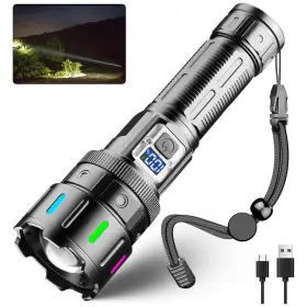 X.store 764015479007 Rechargeable Flashlights - 30w Led Flashlight High Lumens 5 Modes Super Brig