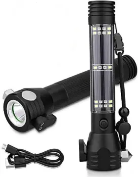 Xrexs 661757392345 Solar Powered Led Car Flashlight Multi-function Escape Black