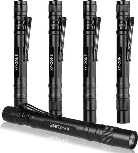 Xy Zone 4333549127 5pcs Led Pen Flashlight 1000 Lumens Lamp Clip Mini Black 507 Pocket Penlight Fl