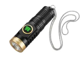 Yemao 754191699108 Rechargeable Keychain Flashlight With Chain 600 Lumens Mini Black