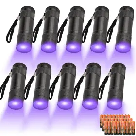 Yikosam 768561098613 10 Pcs Uv Black Light Flashlights Bulk 9 Led 395-400nm Blacklight