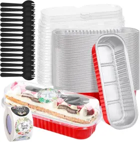 Ylnurac 166-red-60 60pack 6.8oz Christmas Mini Cake Pans Disposable Loaf 60-pack-red