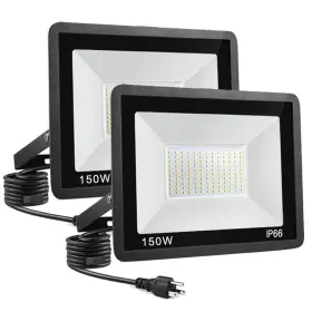 Zhoulamp Zh-zm-150w 2-pack 150w Led Flood Light 16000lm With 9.84ft/3m Cord Plug Switch Sup