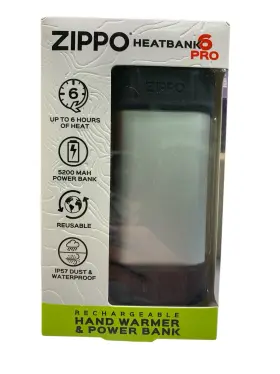 Zippo 191693406344 Heatbank 6 Pro Rechargeable Hand Warmer And Power Bank 5200mah Usb Charger