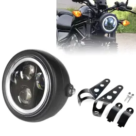 Zzjaubi Zm-ha04b-jp 5-3/4inch Motorcycle Headlight White Halo Ring With Housing Mount B