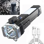 3W Led Rechargeable Flashlight Emergency Torch W/ Seatbelt Cutter & Window Hamme. Fixed Price $16.99.