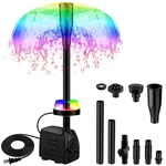 Crepow 15W 800L/H Submersible Fountain Pump With Led Lights, Adjustable Rgb. Fixed Price $33.71.