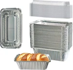 50 Pack 6.9" X 3.7" Disposable Aluminum Bread Pans With Lids, 1LB Mini Baking. Fixed Price $25.22.