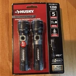 Husky Rechargeable 2-PACK Focusing Flashlight 1200 Lumens. Fixed Price $22.00.