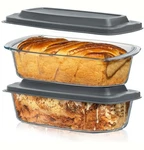 Razab Large 7.6 CUPS/1800 ML/1.9 Qt Glass Loaf Pan With Lids Set Of 02, Gray. Fixed Price $40.76.