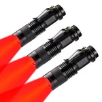 3 Pack Red Led Flashlight Single Mode One Zoomable .... Fixed Price $19.20.