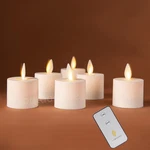 Set Of 6 Luminara Flickering Flameless Ivory Tealights Warm Led 1.4" X 2". Fixed Price $43.99.