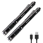 Okcomuy Rechargeable Pen Flashlight IP67 Waterproof With 2 Pack, Black. Fixed Price $38.12.
