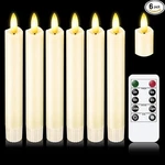Set Of 6 Luminara Flameless Battery Taper Candles Remote Moving Wick. Fixed Price $33.19.