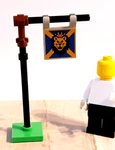 New Lego Lion Flag Crowned Big Head X Background Dual Side Printed Pole Retired. Fixed Price $6.32.