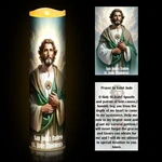 2 Pcs St. Jude 8 Led Flameless Prayer Candle, Card Set, Catholic, Religious. Fixed Price $20.71.