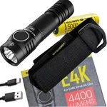 Nitecore E4K 4400 Lumen High Powered Led Flashlight W/ Battery/holster Auth Dlr. Fixed Price $79.95.