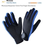 Micosuza Neoprene 1.5MM Five Finger Dive Gloves Blue Large. Fixed Price $14.95.
