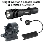 Olight Warrior 4 Matte Black & X-WM03 Mount SROD-7 Remote Pressure Switch. Fixed Price $129.99.
