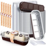 Tioncy 100 Mini Loaf Pans W/ Lids, Spoons, Stickers - Cake/bread Baking Set. Fixed Price $50.98.
