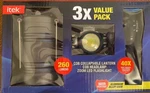 Itek 3X Value Pack Cob Collapsible Lantern Headlamp Zoom Led Flashlight. Fixed Price $5.49.