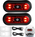 Tujoe 2 Set Motorcycle Bike Led Red Rear Helmet Light Rechargeable Bicycle Safet. Fixed Price $25.98.